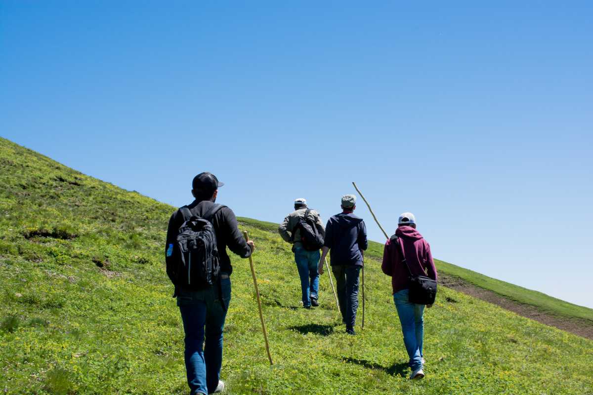 Famiglie in trekking con bambini sull'Altopiano della Paganella